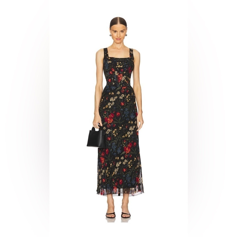 POLO RALPH LAUREN REVOLVE Floral Corset Chiffon Maxi Dress Midnight Garden 6 NWT